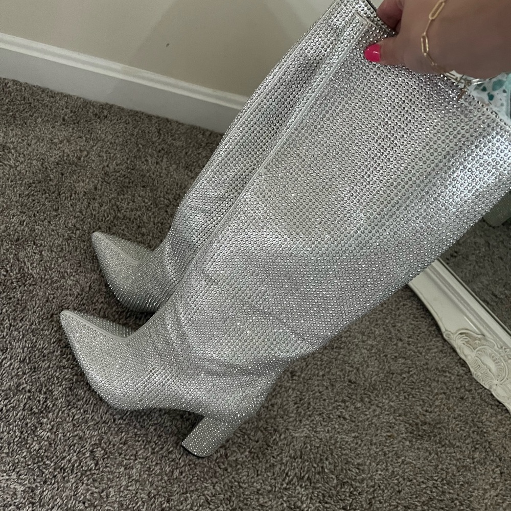 Rhinestone Heeled Boots - Never Worn!